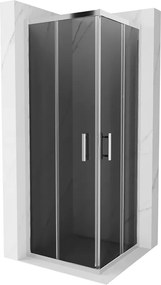 Mexen Rio, štvorcový sprchovací kút s posuvnými dverami 70(dvere) x 70(dvere) x 190 cm, 6mm šedé sklo, chrómový profil, 860-070-070-01-40