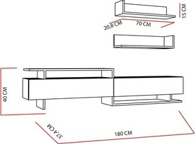 Televízny stolík s poličkami Ayaz White and Teak