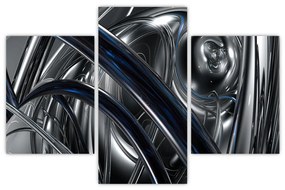 Obraz sivej abstrakcie s modrou (90x60 cm)