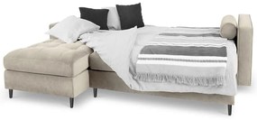 Béžová zamatová rozkladacia rohová pohovka Milo Casa Santo, ľavý roh