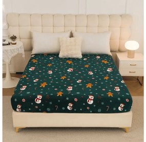 Plachta mikroplyš SNOWMAN AND GINGERBREAD 160x200 cm zelené