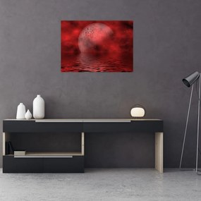 Sklenený obraz - Mesiac na hladine (70x50 cm)