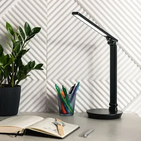 Stolná LED lampa s okrúhlou základňou čierna
