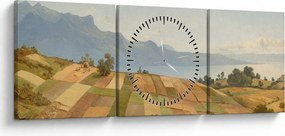Obraz - Alexandre Calame, Swiss Landscape, reprodukcia (s hodinami) (90x30 cm)