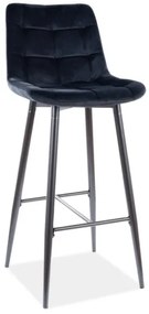 Sametová barová židle CHIC 107 cm černá