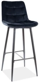 Sametová barová židle CHIC 107 cm černá