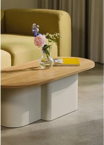 Béžový konferenčný stolík s doskou v dubovom dekore 50x115 cm Looi – noo.ma