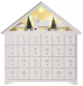 EMOS LED drevený adventný kalendár domček, 35x33cm DCWW02
