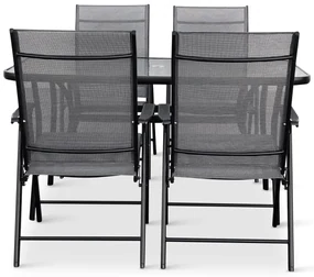 Záhradný jedálenský set Porto 140 cm + 4x kovová stolička Solano