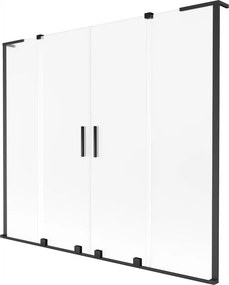 Mexen Velar L Duo, 2-krídlová posuvná vaňová zástena 200 x 150 cm, 8mm sklo námraza, čierna matná, 896-200-003-32-70