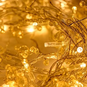 Svetelná reťaz s kryštálmi 8 m, teplá biela s bleskom, Eco Fix
