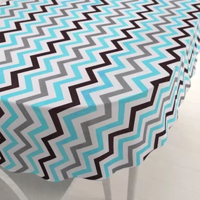 Biante Bavlnený oválny obrus Sandra SA-380 Modro-sivo-hnedé cik-cak pásiky 100x140 cm