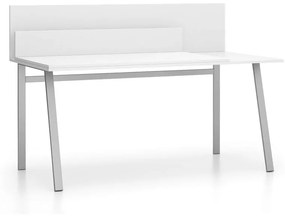 PLAN Kancelársky pracovný stôl SINGLE LAYERS, posuvná vrchná doska, s prepážkami, biela