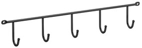 Vešiaková lišta s 5 háčikmi čierna