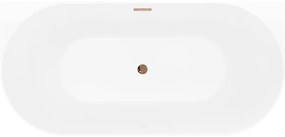 Mexen Oval Slim, voľne stojaca vaňa ku stene, 170 x 80 cm, biela-šedá, ružové zlato prepad, 52661708062-60