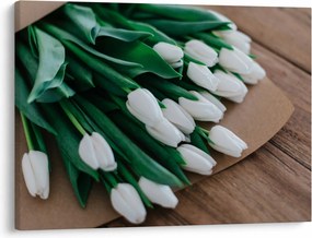 Obraz kytice bielych tulipánov (70x50 cm)
