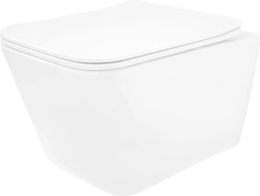 Rea Julio, závesná WC misa 515x345x300 mm, Rimless + toaletné sedadlo, biela lesklá, REA-C4803