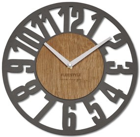 Dekorstudio Moderné drevené hodiny EKO Loft Arabico Sivé + dub