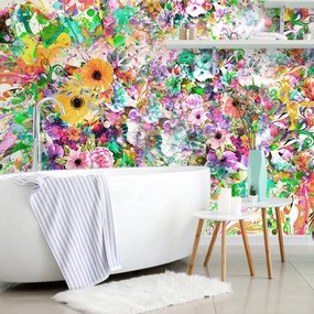 Samolepiaca tapeta pestrofarebné kvety - 150x100