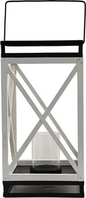 Čierno-biely kovový lampáš Fabion - 20*20*38 cm