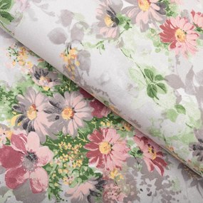 Biante Bavlnený behúň na stôl Sandra SA-704 Maľované ružovo-červené kvety na sivom 45x160 cm