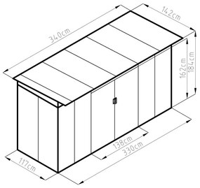 G21 Záhradný domček GRAH 483 - 340 x 142 cm, metalický šedý 63900992
