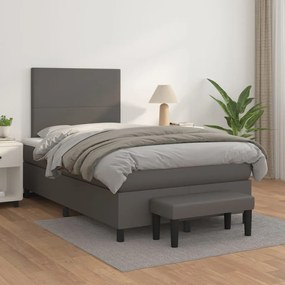 Boxspring posteľ s matracom sivá 120x200 cm umelá koža 3137537