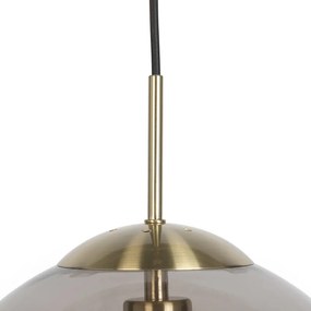 Moderné závesné svietidlo mosadz s dymovým sklom 30 cm - Ball
