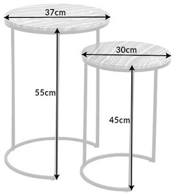 Stolík Elements sada 2 ks mramorovo šedý