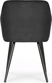 Sada štyroch jedálenských stoličiek ESTELLE zamatové, čierne / čierne nohy (4 ks)