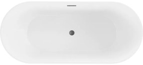Mexen Flavia, voľne stojaca vaňa 160 x 75 cm, biela, grafitový prepad, 54031608000-66