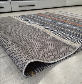 Moderný viacfarebný koberec Banco 1049 sivý – nízky vlas Rozmer: 75x150 cm