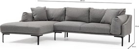 Sivá rohová pohovka Artie Leo, ľavý roh