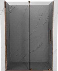 Mexen Velar, posuvné sprchové dvere do otvoru 130 cm, 8mm šedé sklo, ružové zlato, 871-130-000-41-60