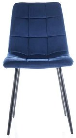 Jedálenská stolička Mila Velvet, modrá / čierna
