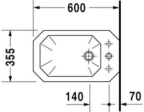 DURAVIT 1930 samostatne stojací bidet s otvorom, 355 mm x 600 mm, 0267100000