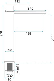 Rea Hunter, vysoká umývadlová batéria h-270 mm, brúsená oceľ, REA-B6681