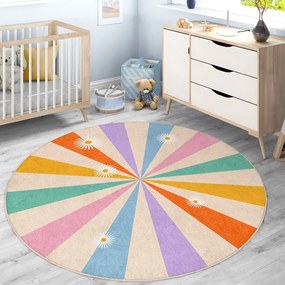Prateľný detský koberec ø120 cm Rainbow Daisy – Mila Home