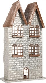 Šedý antik kovový svietnik domček na 5 čajových sviečok Gian - 30*13*54 cm
