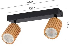 Brilagi - Bodové svietidlo MODERN WOOD 2xGU10/8W/230V kaučukovník/čierna