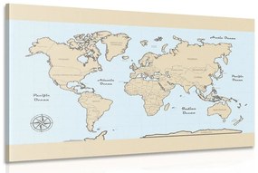 Obraz mapa sveta s béžovým okrajom - 60x40