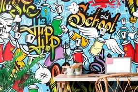 Samolepiaca tapeta umelecký street art v svetlých farbách