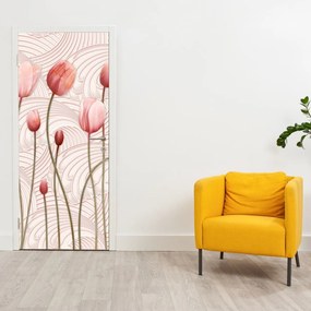 Fototapeta na dvere - Ružové tulipány (95x205cm)