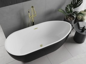 Mexen Eos, voľne stojaca vaňa 170 x 75 cm, biela-čierna, zlatý matný prepad, 52471707575-55