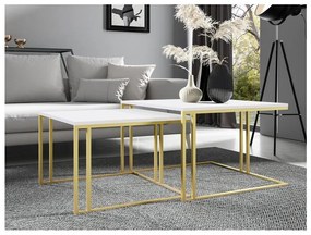 Set 2 konferenčných stolíkov Froyd Gold (zlatá + arktická biela) . Vlastná spoľahlivá doprava až k Vám domov. 1105861