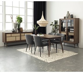 Tmavohnedá vitrína v dekore duba s posuvnými dverami 110x160 cm Barrali – Unique Furniture