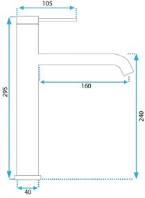 Rea Clif, vysoká umývadlová batéria h-295, brúsená oceľ, REA-B5330