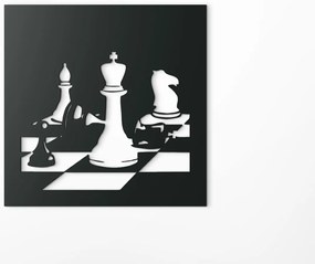 drevko Drevený obraz Šach-mat Rozmer obrazu: 32,5 x 32,5 cm, Farba dekorácie: Čierna