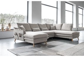 Béžová rozkladacia rohová pohovka (pravý roh/do tvaru "U") Charming Charlie – Miuform