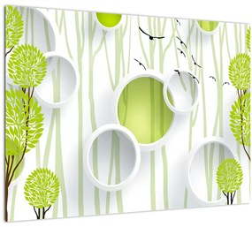 Sklenený obraz abstrakcie so stromami (70x50 cm)